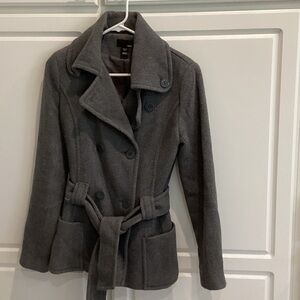 H&M Gray Belted Pea Coat